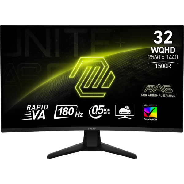 Монитор MSI MAG 32CQ6F, 31.5" Curved Rapid VA, 2560x1440 180Hz