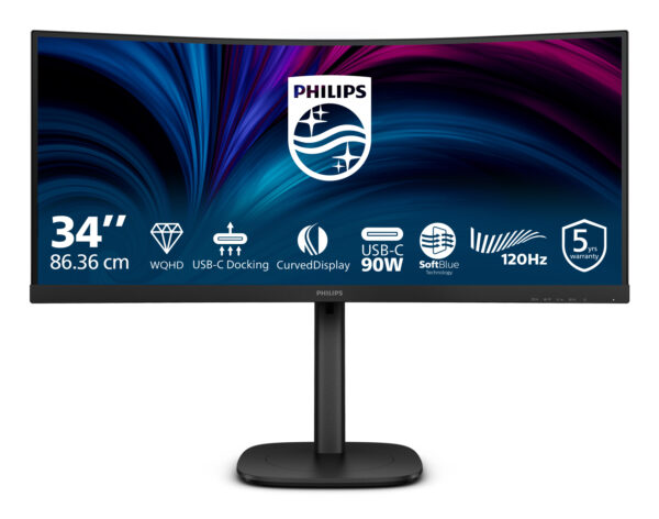 Монитор Philips 34B2U3600C, 34" Curved VA, 3440x1440 120Hz