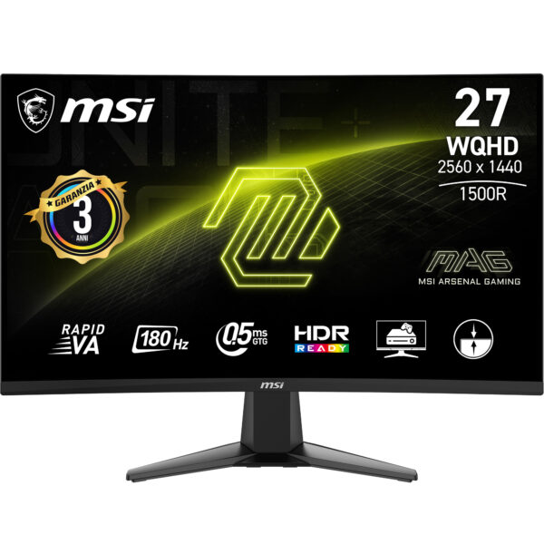 Монитор MSI MAG 27CQ6F, 27" Rapid VA, QHD 180Hz