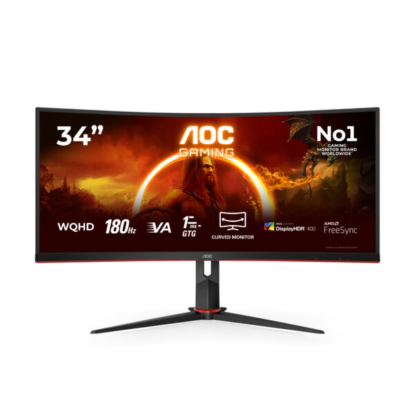 Монитор AOC CU34G2XP, 34" Curved VA Ultrawide 180Hz
