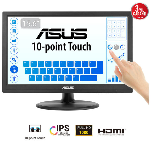 Монитор Asus VT169HE, 15.6" IPS FHD, сензорен 10-точков