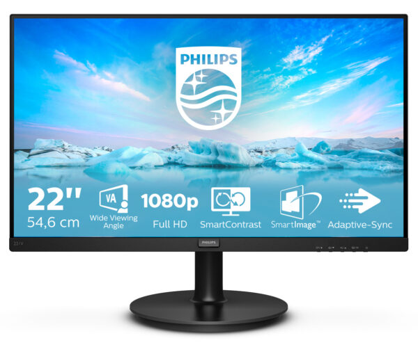 Монитор Philips 221V8A, 21.5" VA, 1920x1080 75Hz