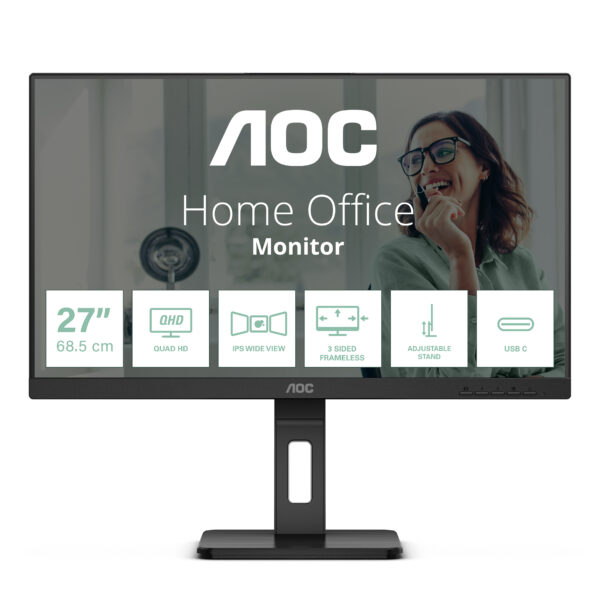 Монитор AOC Q27P3CV, 27" IPS QHD 100Hz, RJ45