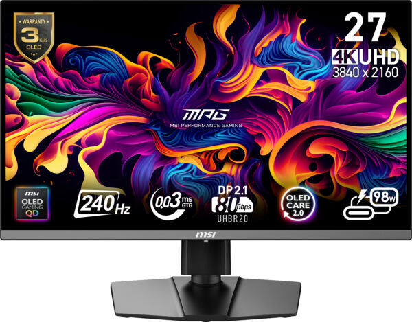 Монитор MSI MPG 272URX, 27" QD-OLED, 3840x2160 240Hz